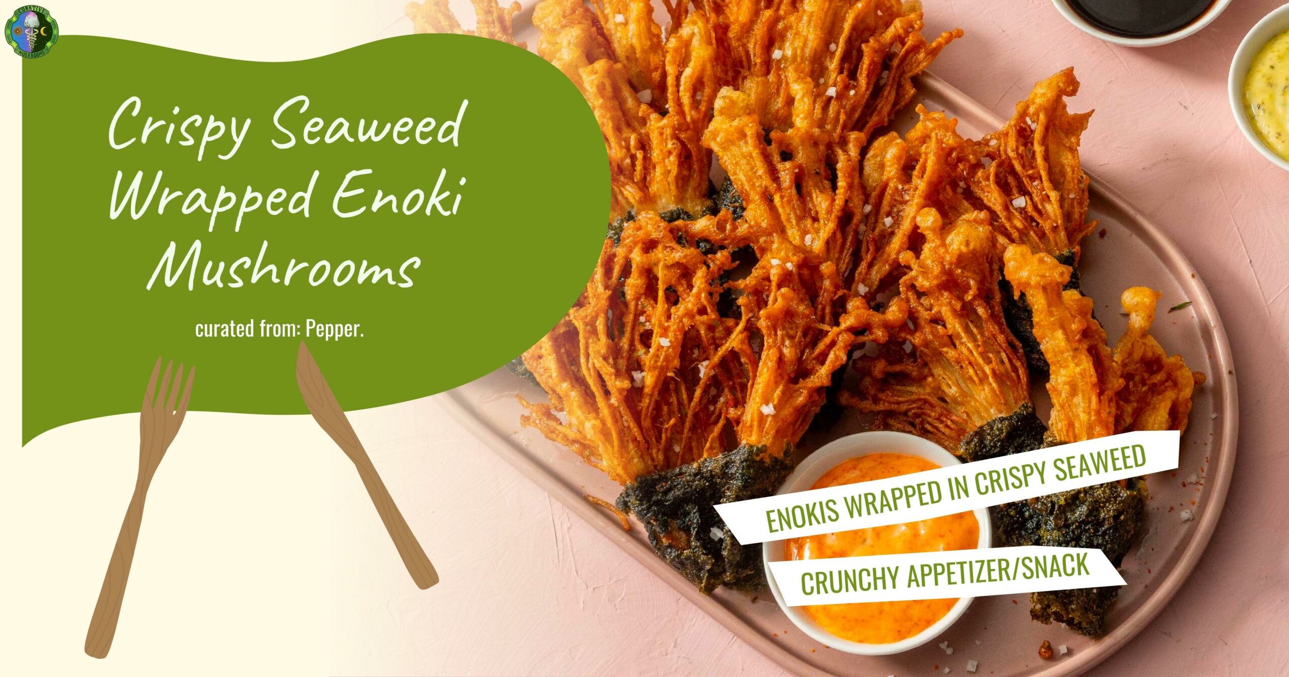 Crispy Seaweed Wrapped Enoki Mushrooms - Easy Delicious Recipe - inspired by Pepper.