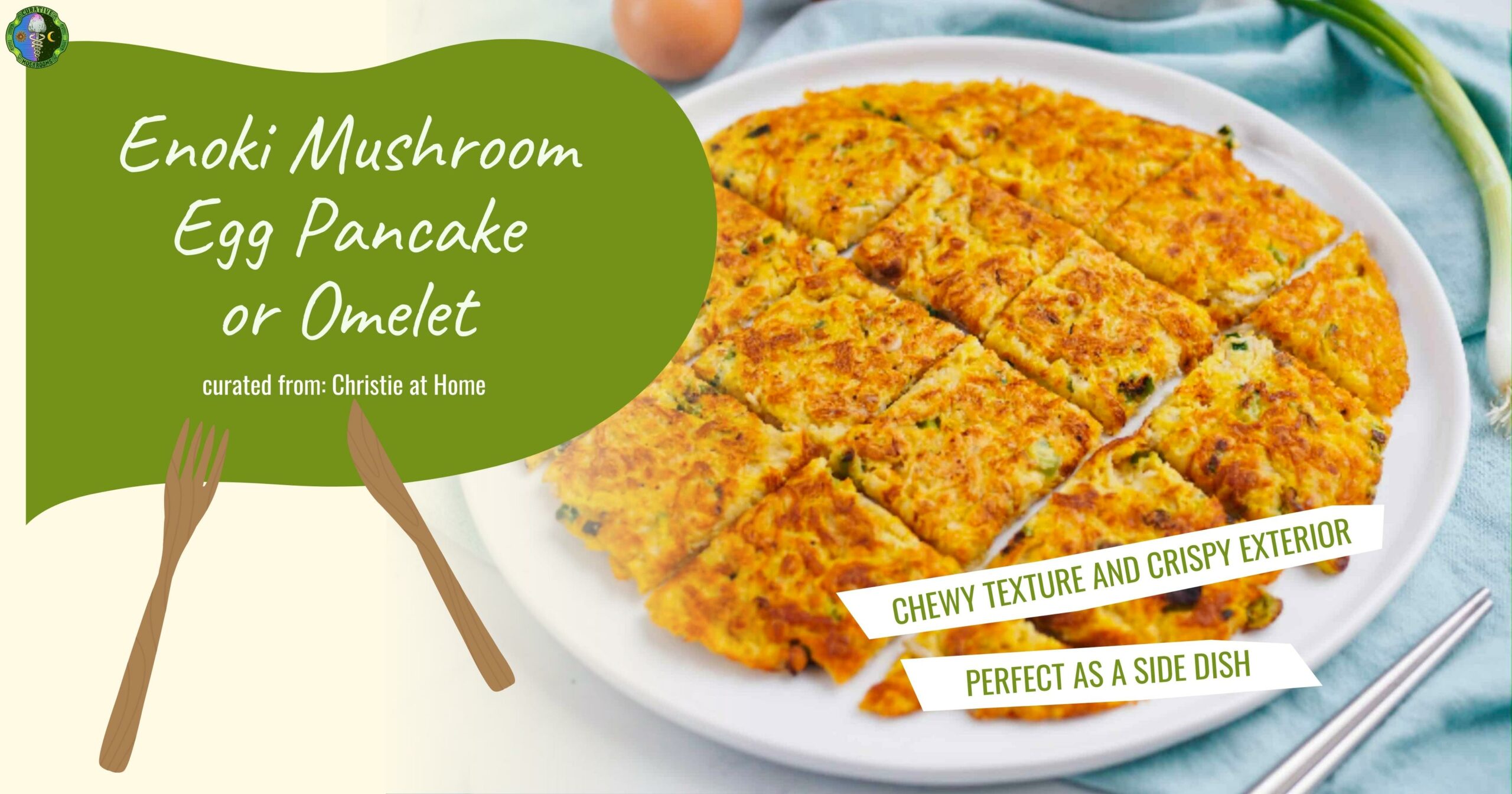 Enoki Mushroom Egg Pancake or Omelet - Easy Delicious Recipe - inspired by Christie at Home