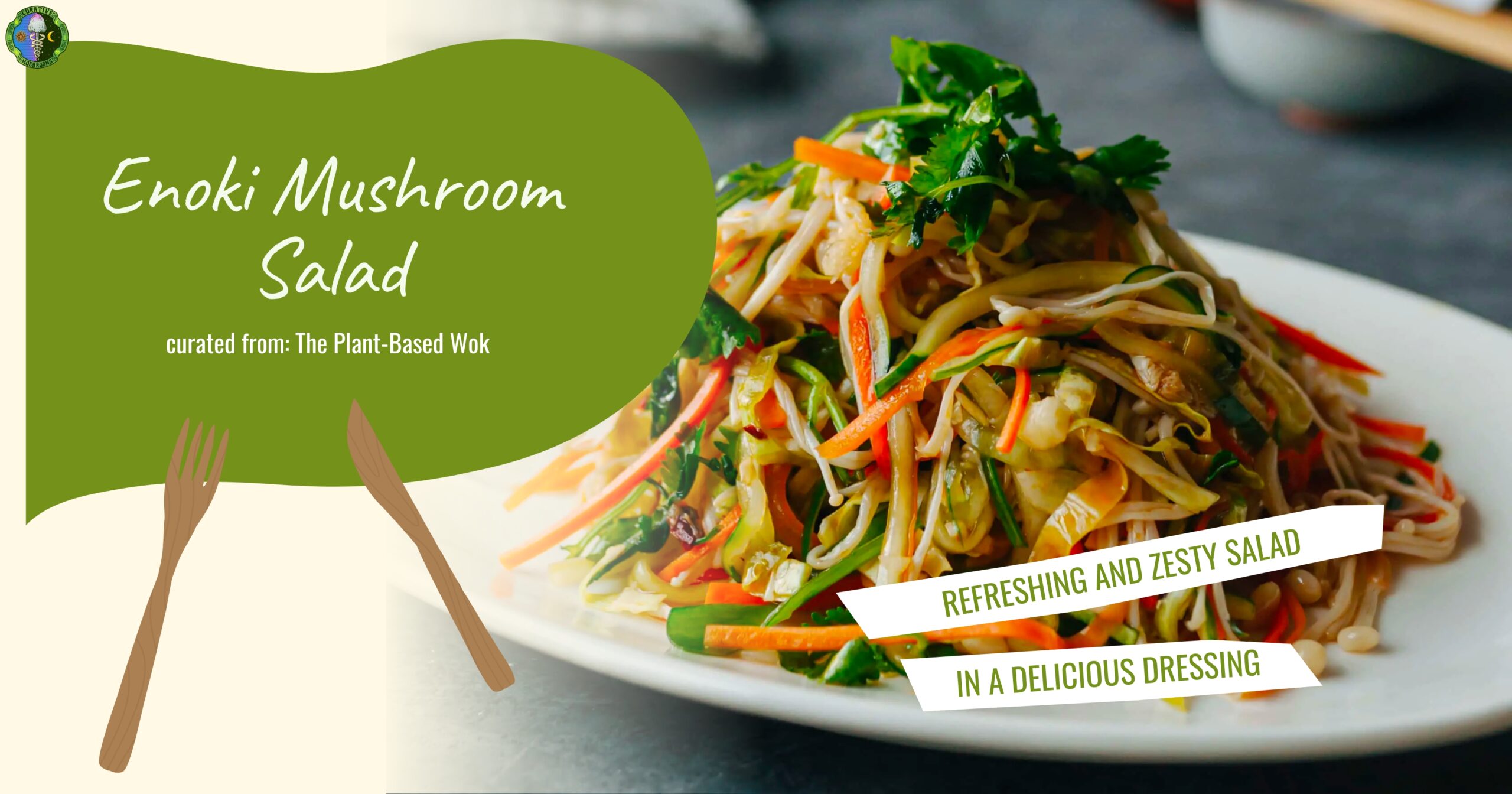 Enoki Mushroom Salad Recipe - Easy Delicious Recipe - inspired by The Plant-Based Wok