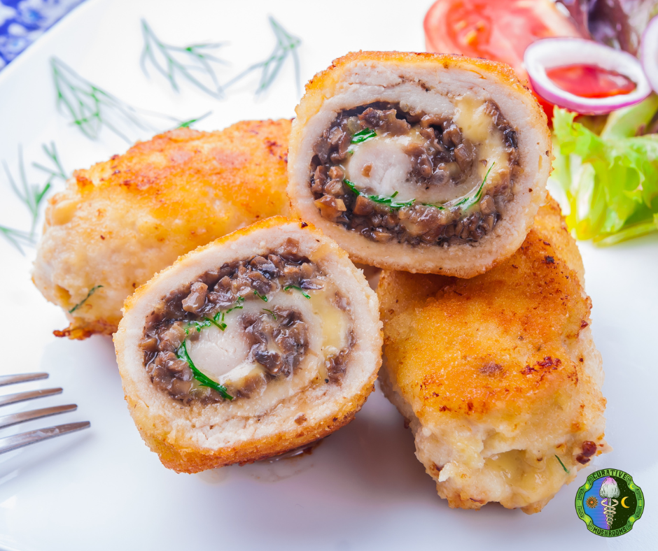 mushroom and chicken roulade